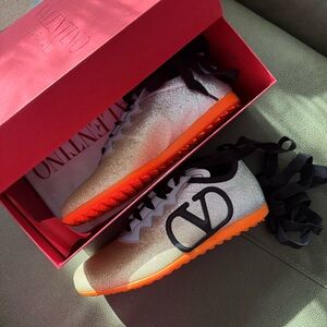 Valentino Glitter Sneakers with Orange Sole